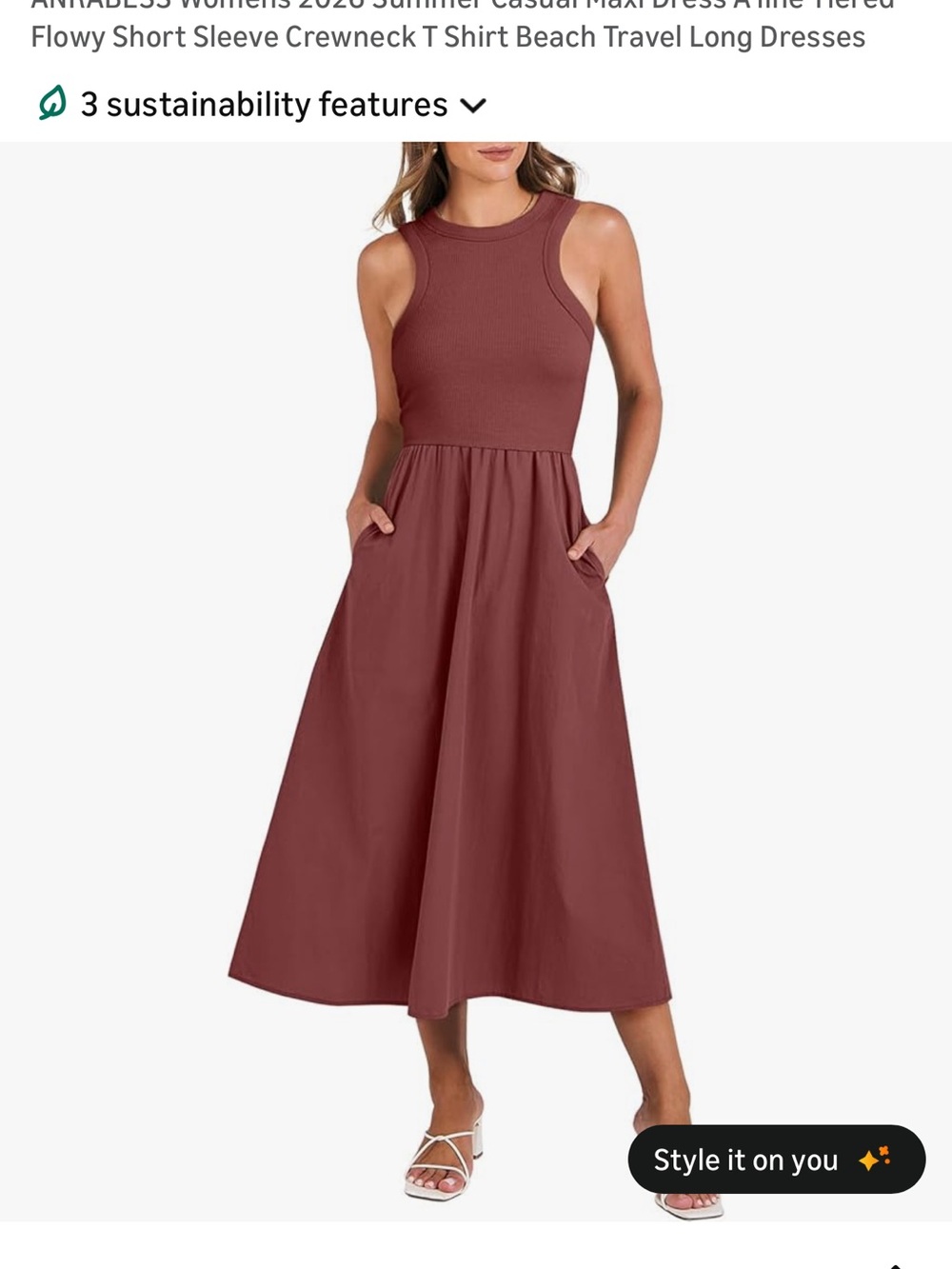 Amazon Sleeveless Midi Dress in Mahogany Brown